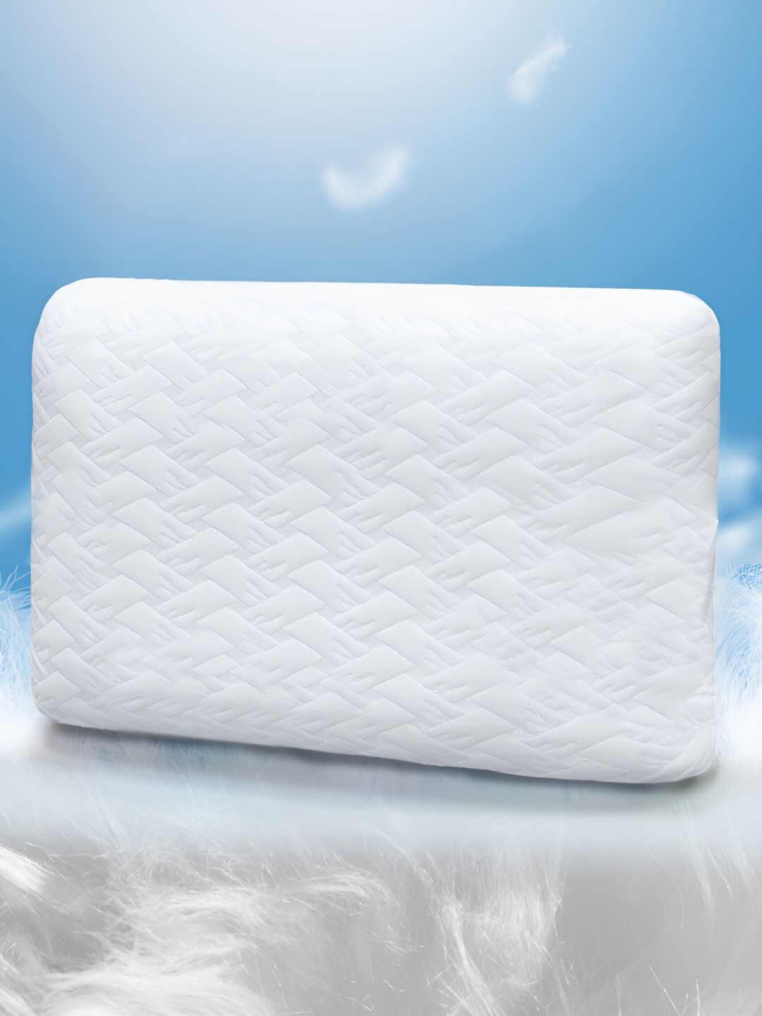 Sassoon White Textured Memory Foam Filled Lightweight Sleep Pillow-image-37