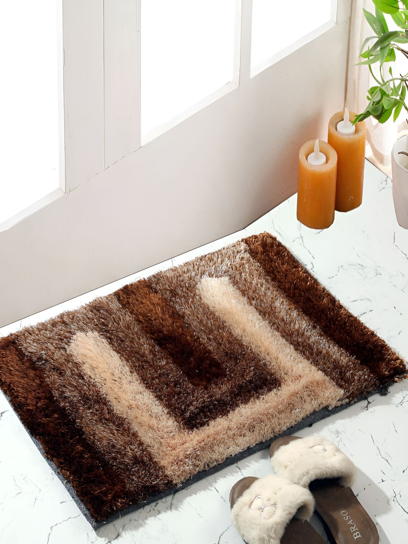 Shopgallery Brown & Beige Geometric Printed Anti-Skid Doormats-picture-16