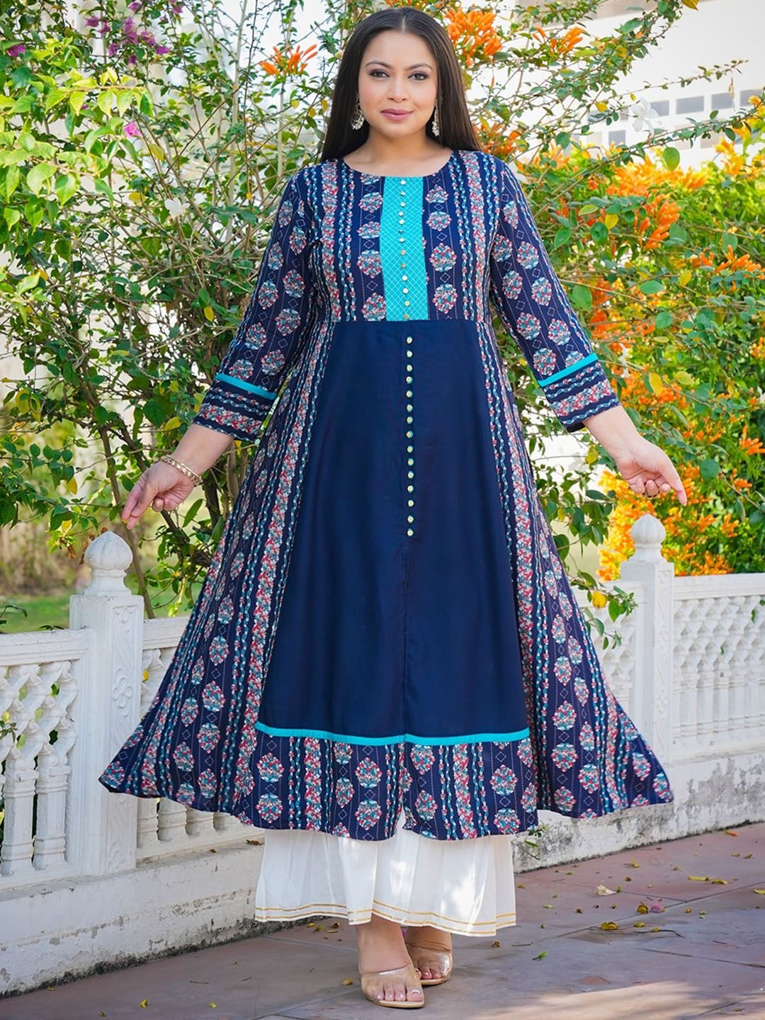 KALINI Plus Size Ethnic Motifs Printed Anarkali Kurta-picture-33