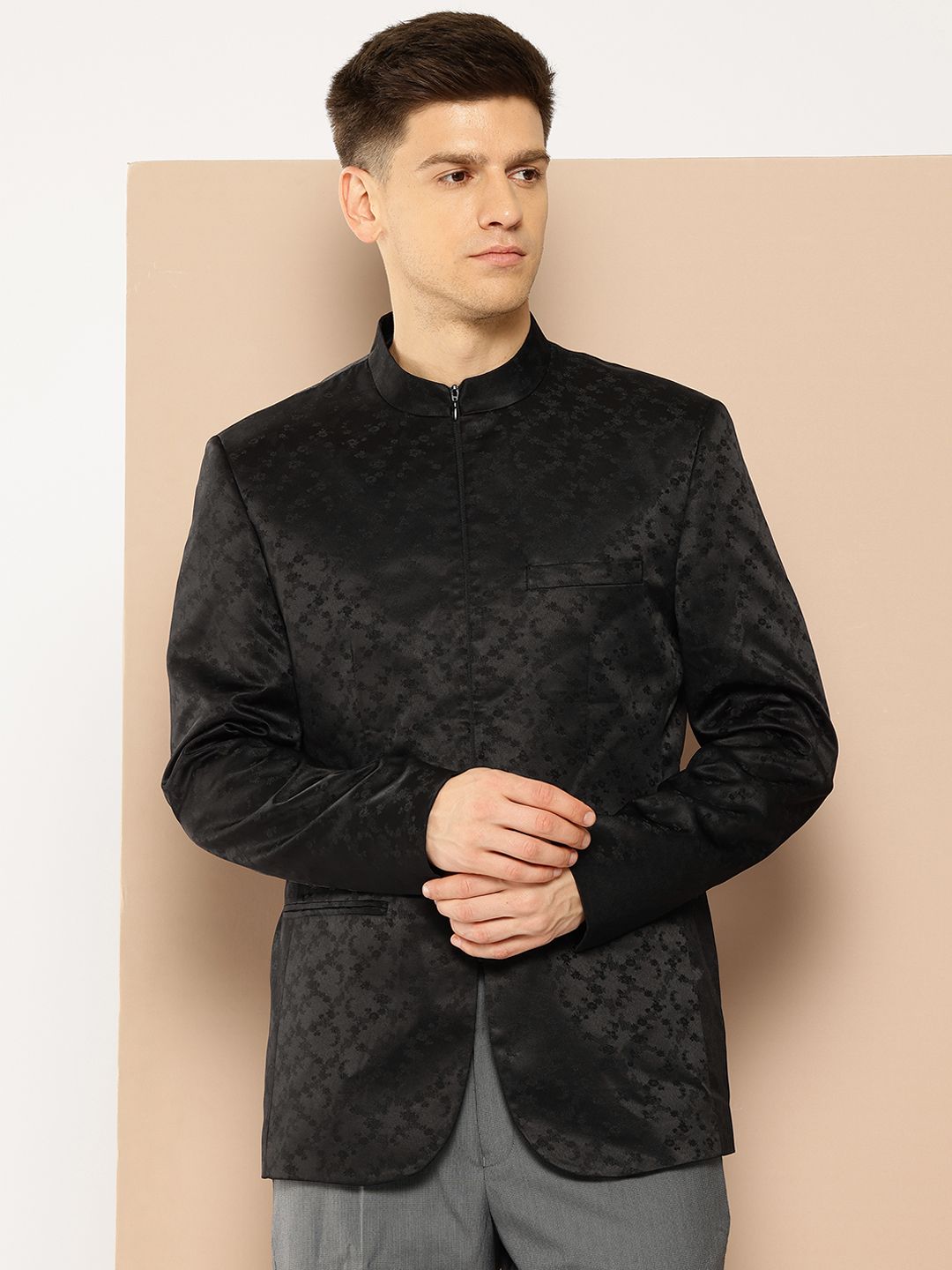 INVICTUS Self Design Slim Fit Bandhgala-picture-28