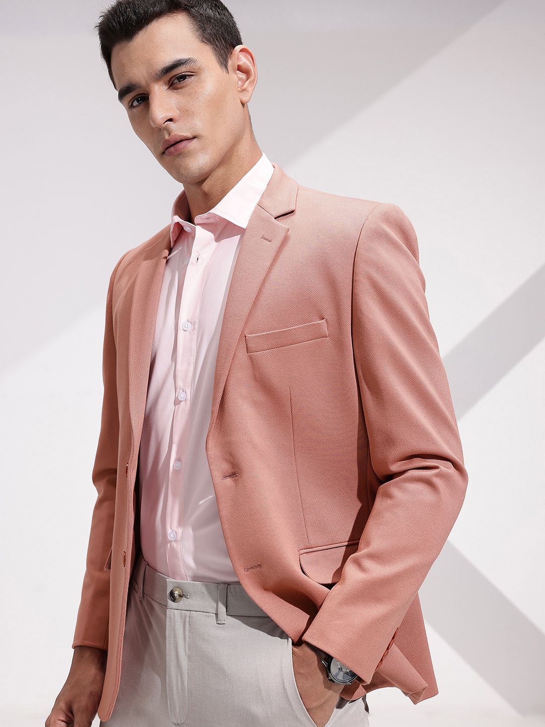 INVICTUS Slim Fit Notched Lapel Single Breasted Blazer-picture-41