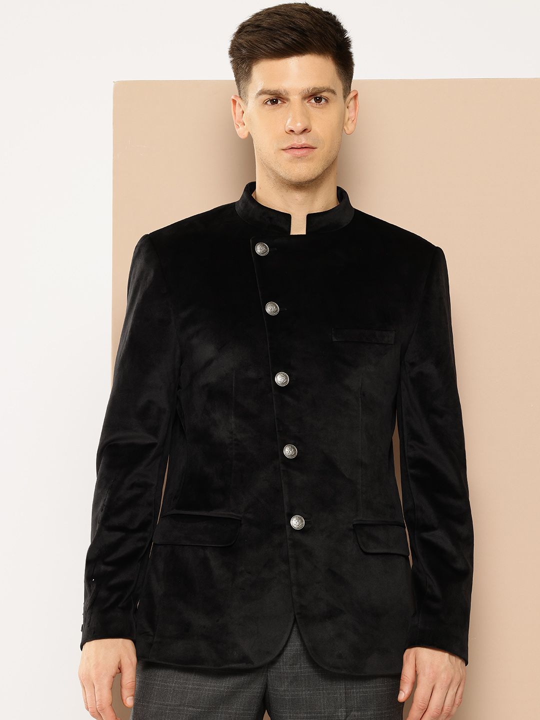 INVICTUS Velvet Finish Slim Fit Bandhgala-picture-24