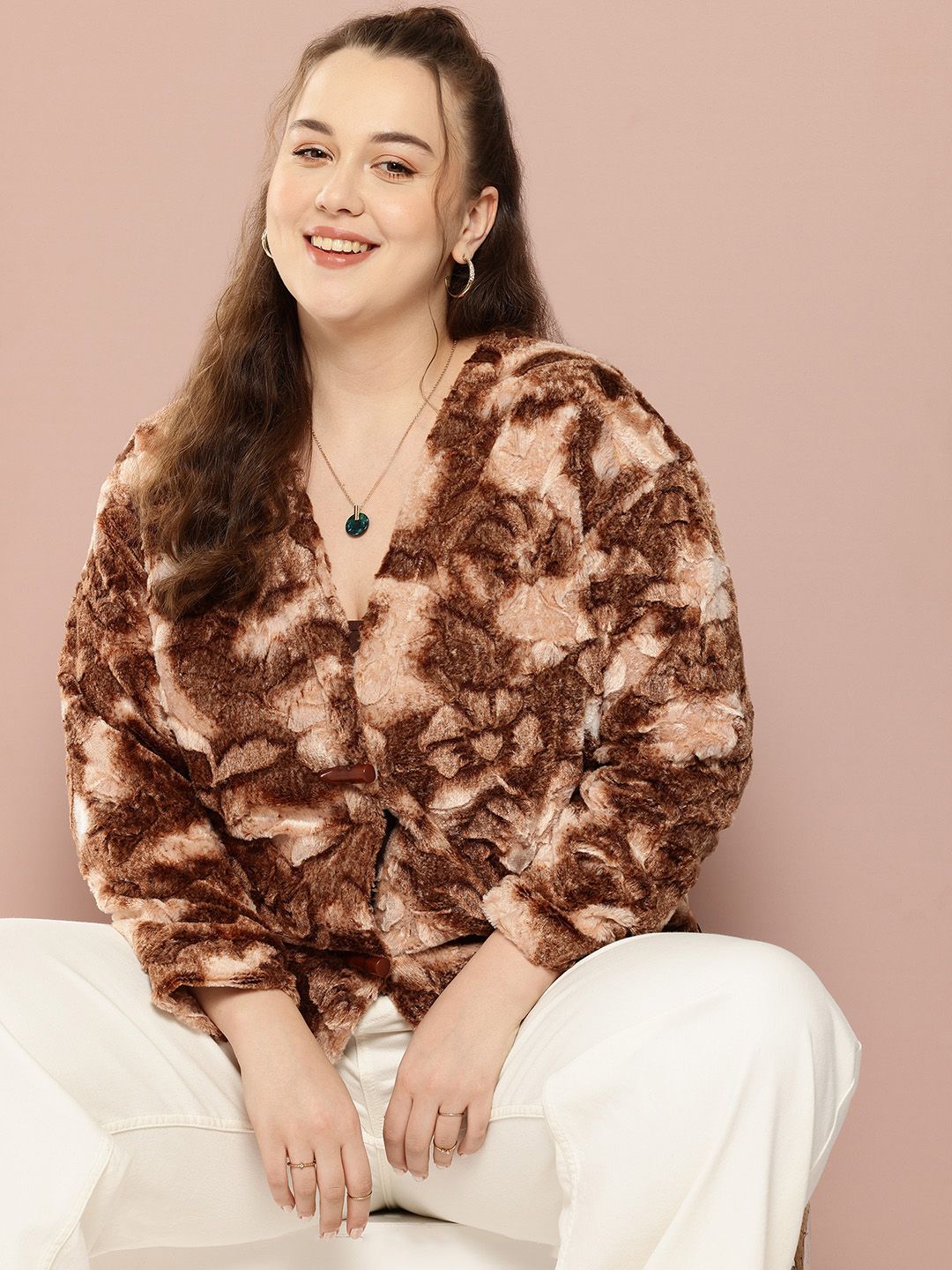 Sztori Plus Size Self-Design Fleece Tailored Jacket