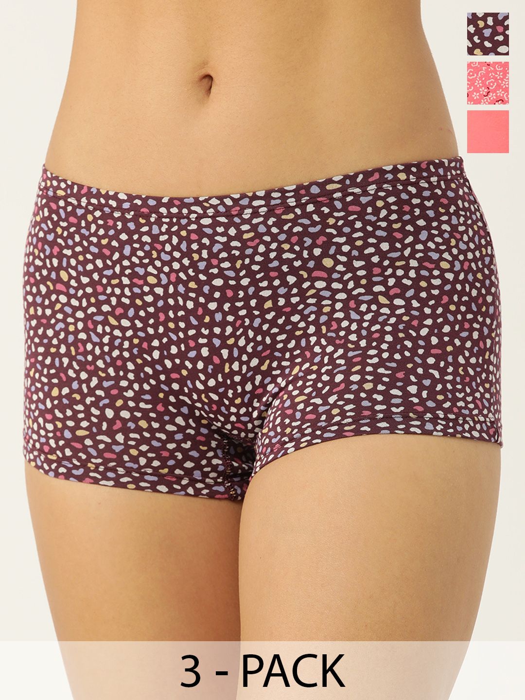 Leading Lady Pack Of 3 Assorted Mid-Rise Boy Shorts-image-18