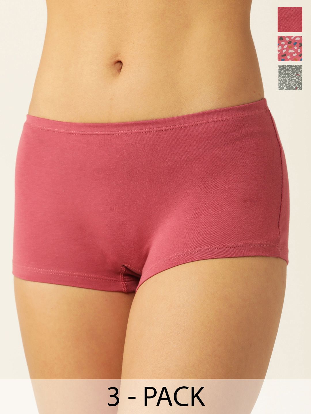 Leading Lady Pack Of 3 Assorted Mid-Rise Boy Shorts-picture-35
