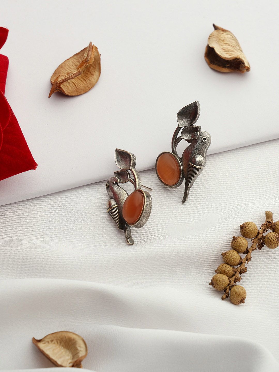 VENI 925 Silver-Plated Oxidised Contemporary Studs-picture-19