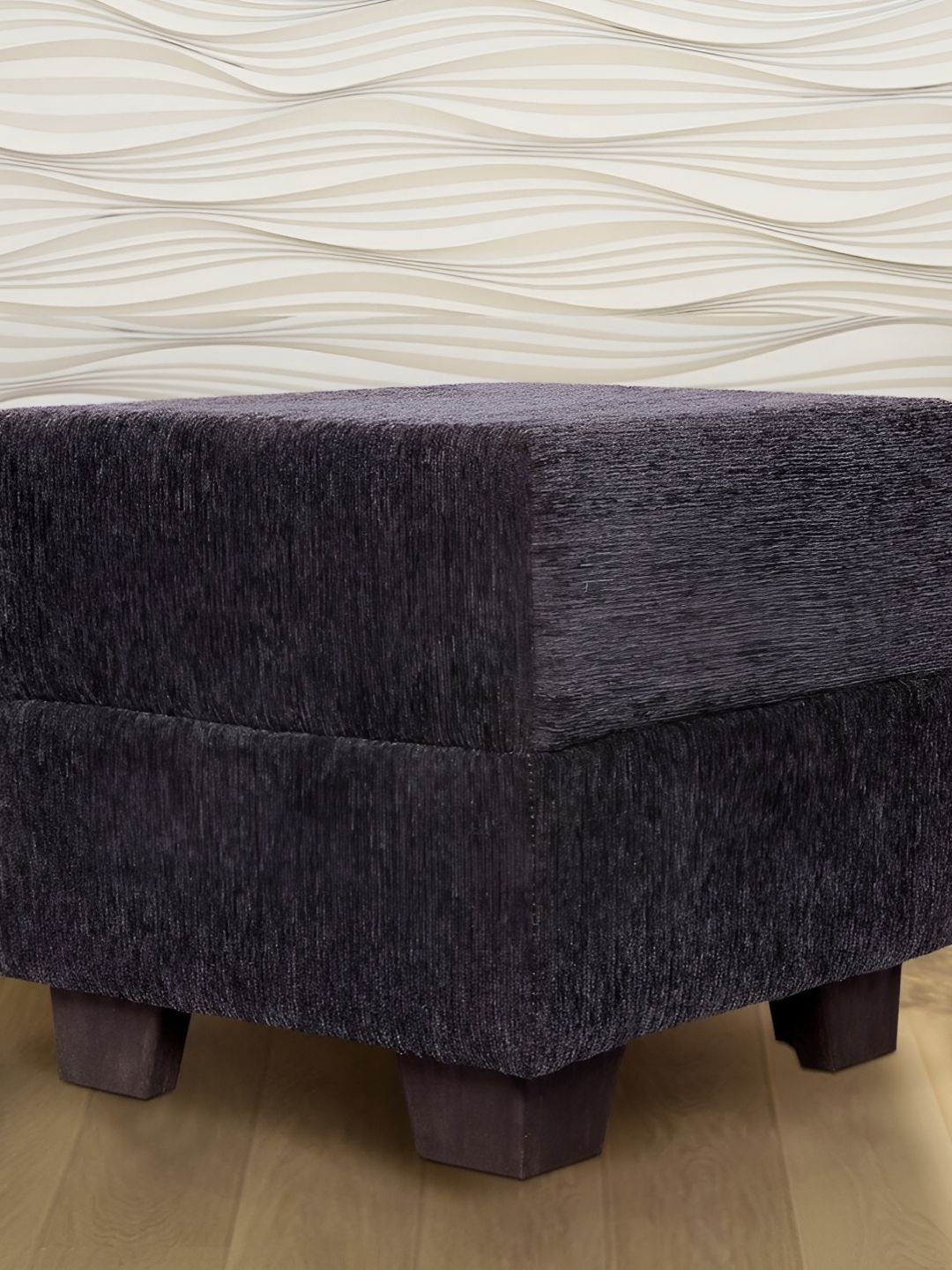 Ikiriya Grey Iris Wooden Square Pouffe Ottoman