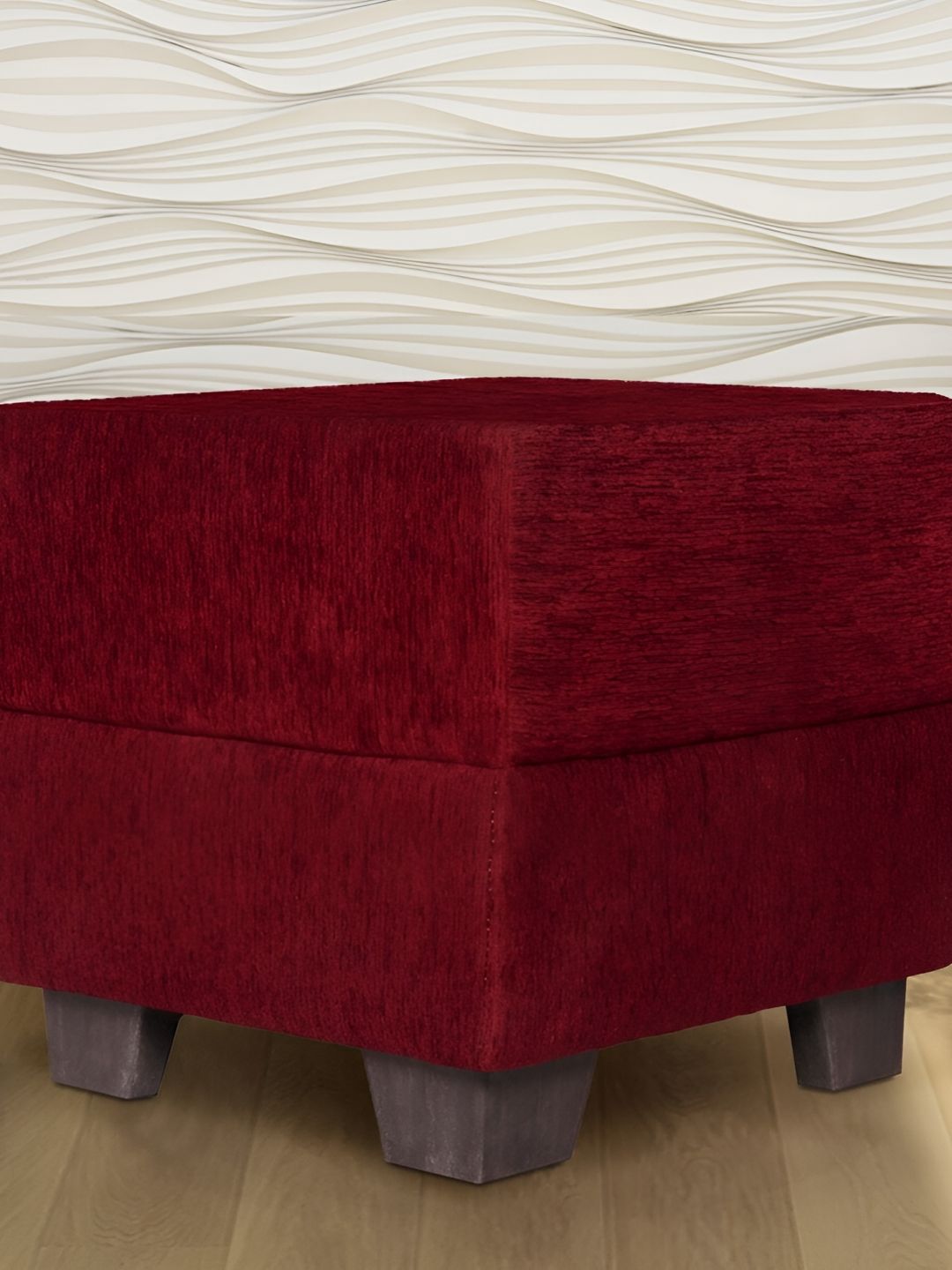 Ikiriya Maroon Iris Wooden Square Pouffe Ottoman