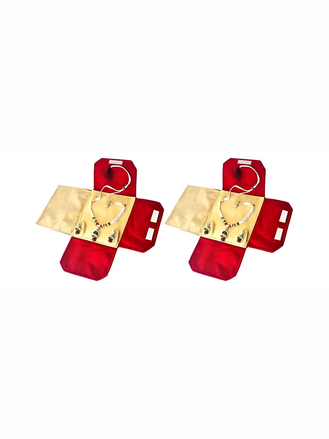 atorakushon Maroon 2 Pieces Reusable Jewellery Organizer Necklace Kit Pouch Organisers-image-26