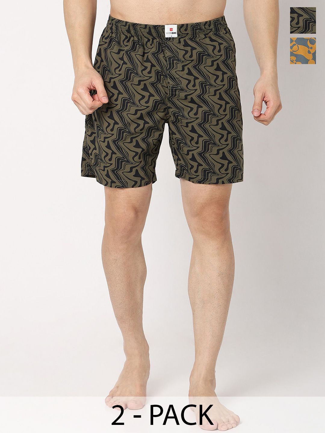 UnderJeans by Spykar Men Pack Of 2 Printed Cotton Boxers-picture-26