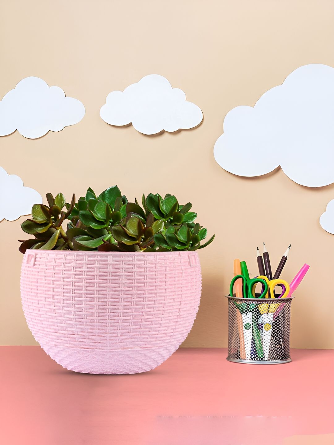 Kuber Industries Blue & Pink 12 Pieces Textured Hanging Planters-picture-23