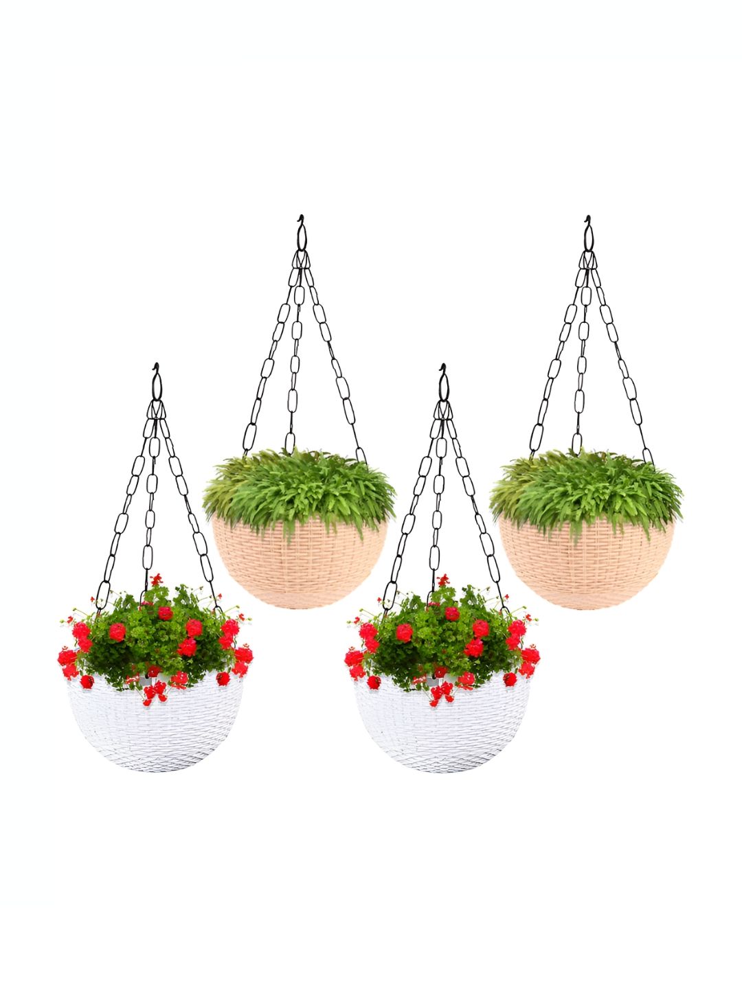 Kuber Industries Marble Euro Beige 4 Pieces Textured UV-Protected Hanging Planters-picture-40