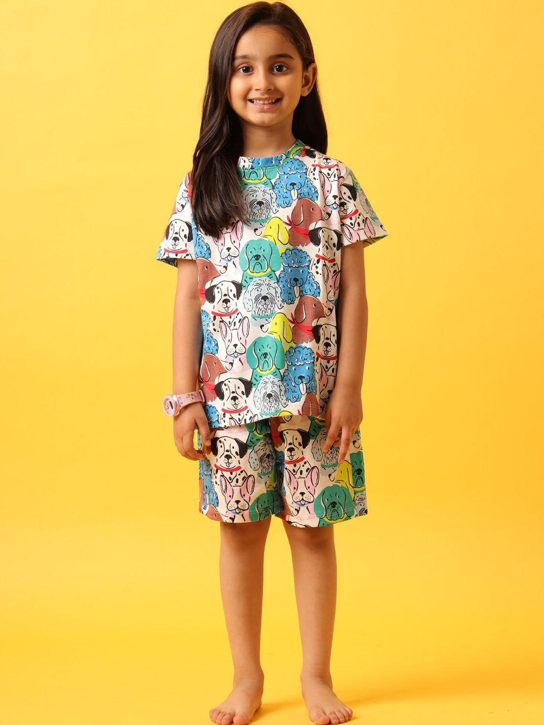 Anthrilo Girls Abstract Printed T-shirt With Shorts-picture-20