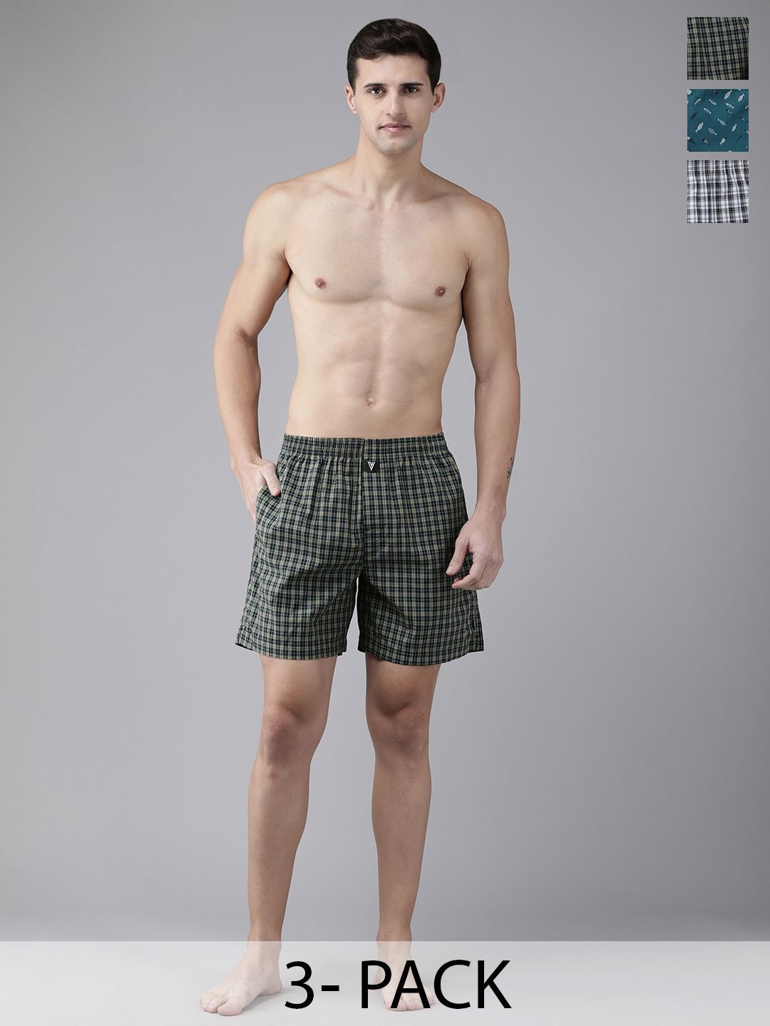 Van Heusen Pack Of 3 Checked Pure Cotton Boxers 18941194-1-15672376-picture-44
