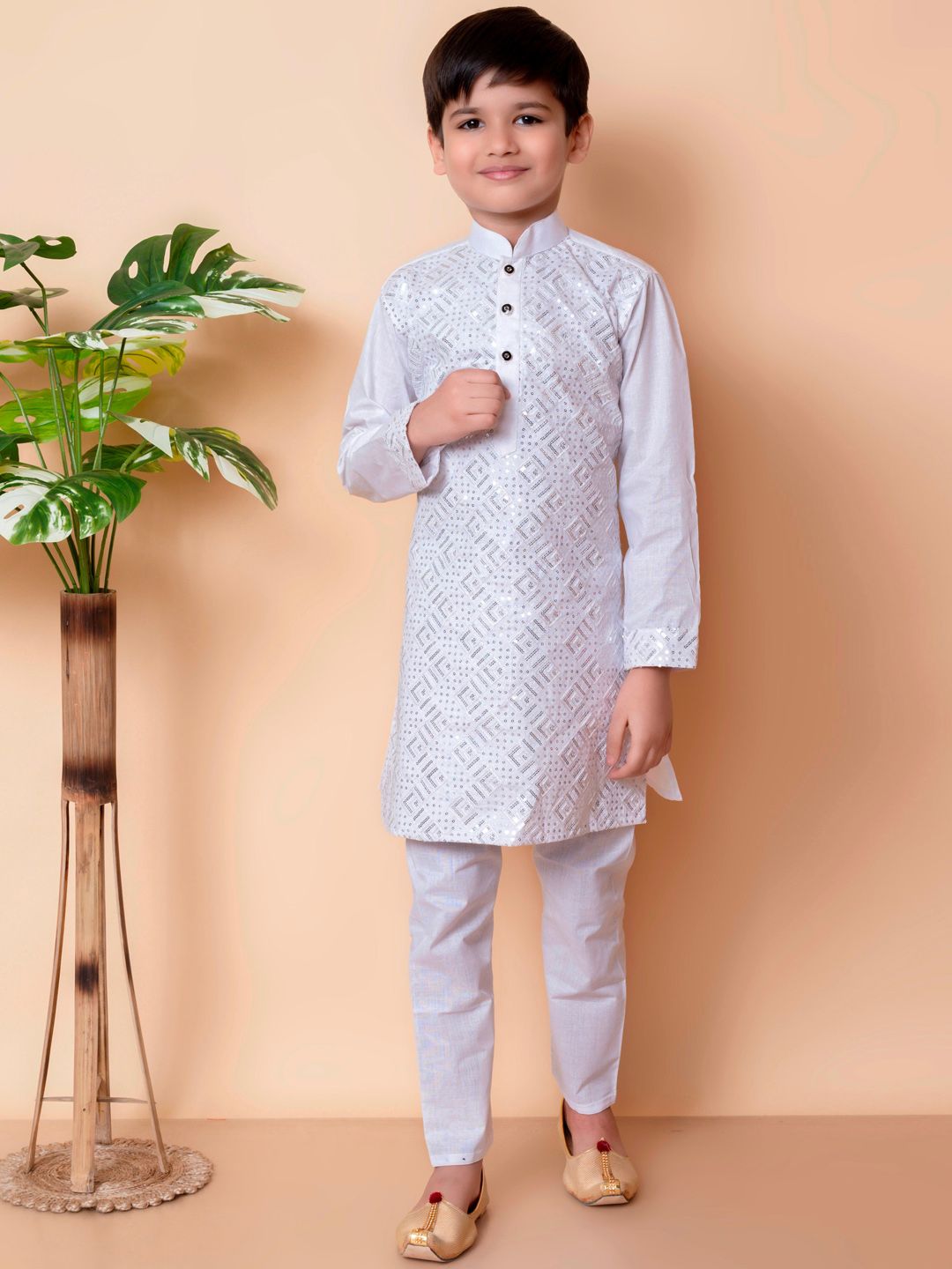 BAESD Boys Embroidered Regular Sequinned Kurta with Pyjamas-picture-43