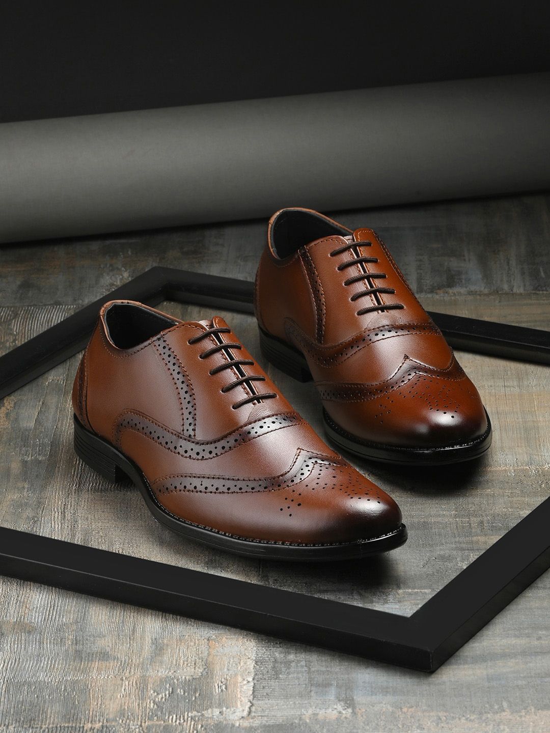 HERE&NOW Men Leather Formal Brogues-picture-49