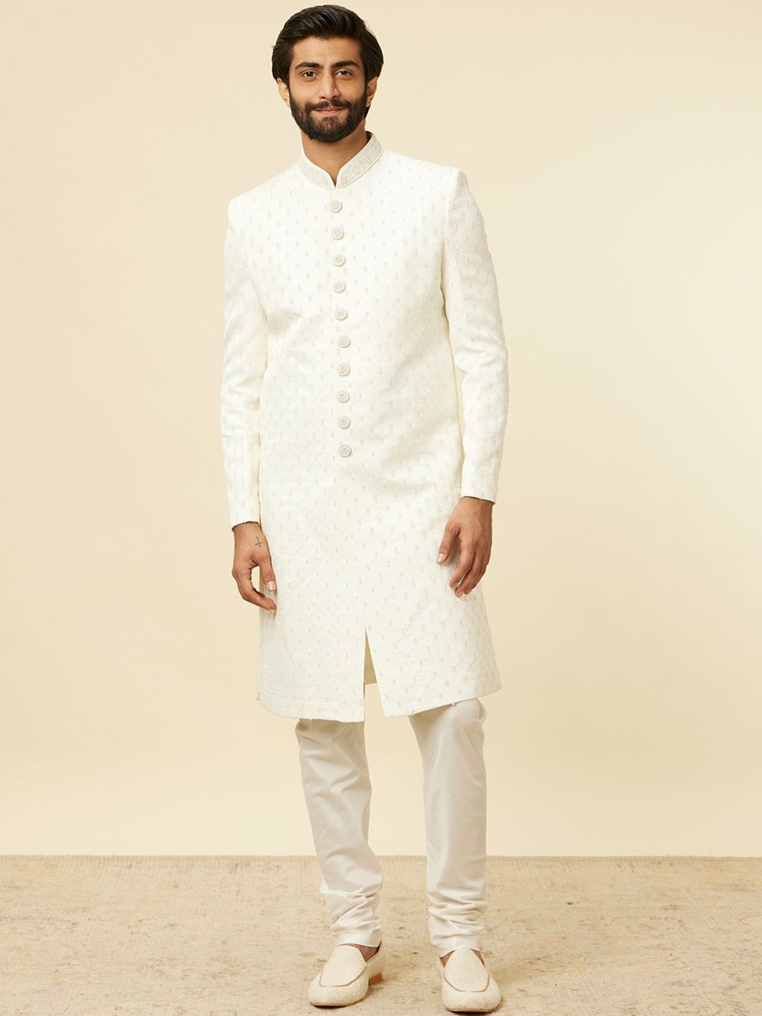 Manyavar Embroidered Cotton Sherwani Set-picture-19