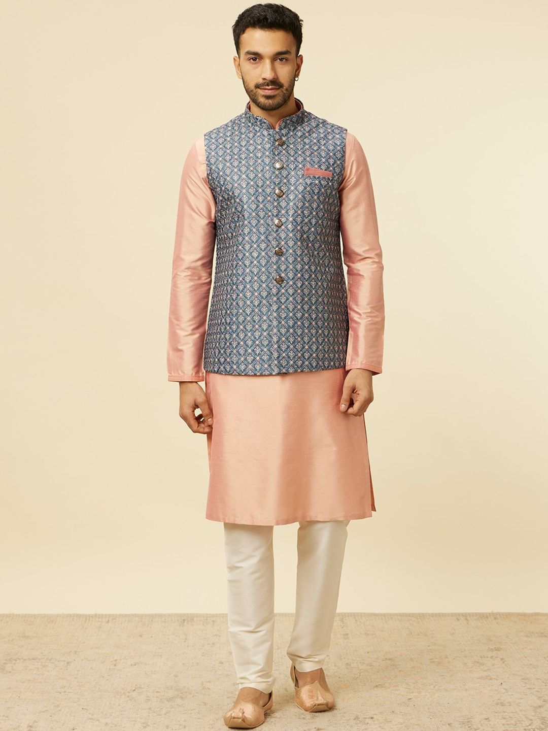 Manyavar Printed Woven Nehru Jacket-picture-51