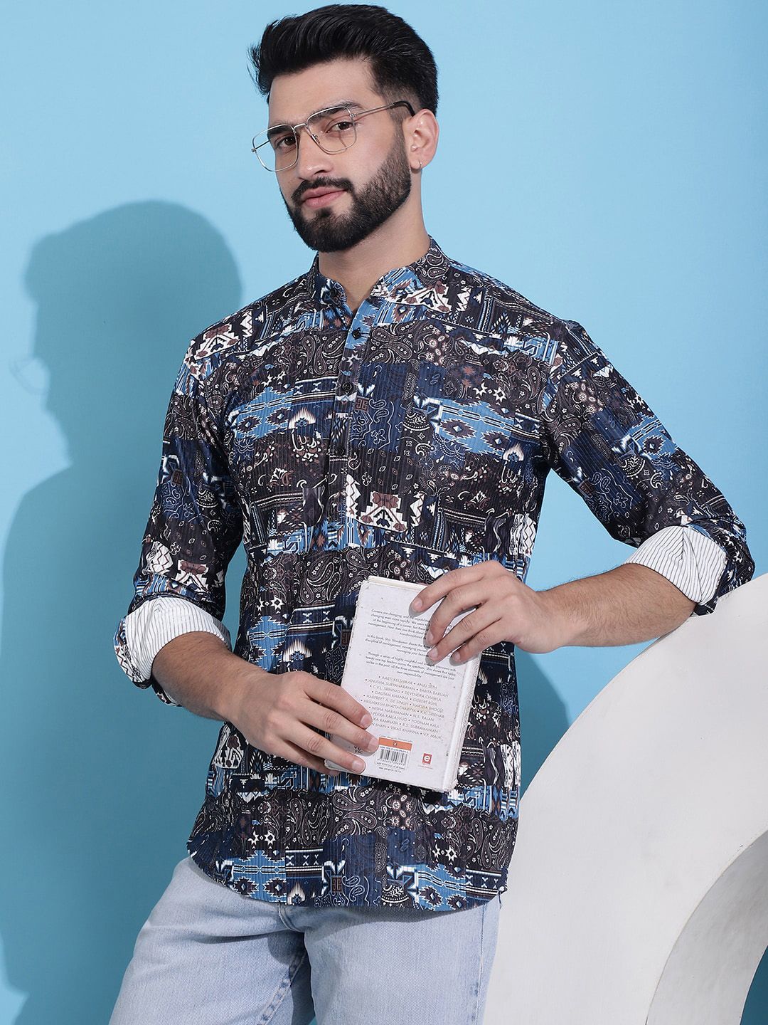 Jompers Abstract Printed Corduroy Short Kurta-picture-11