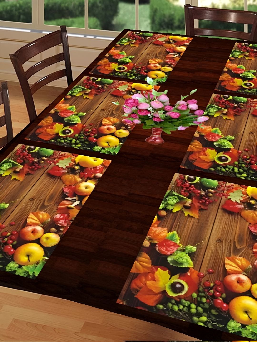 REVEXO Brown & Yellow 6 Pieces Printed Heat-Resistant Table Placemats-image-7