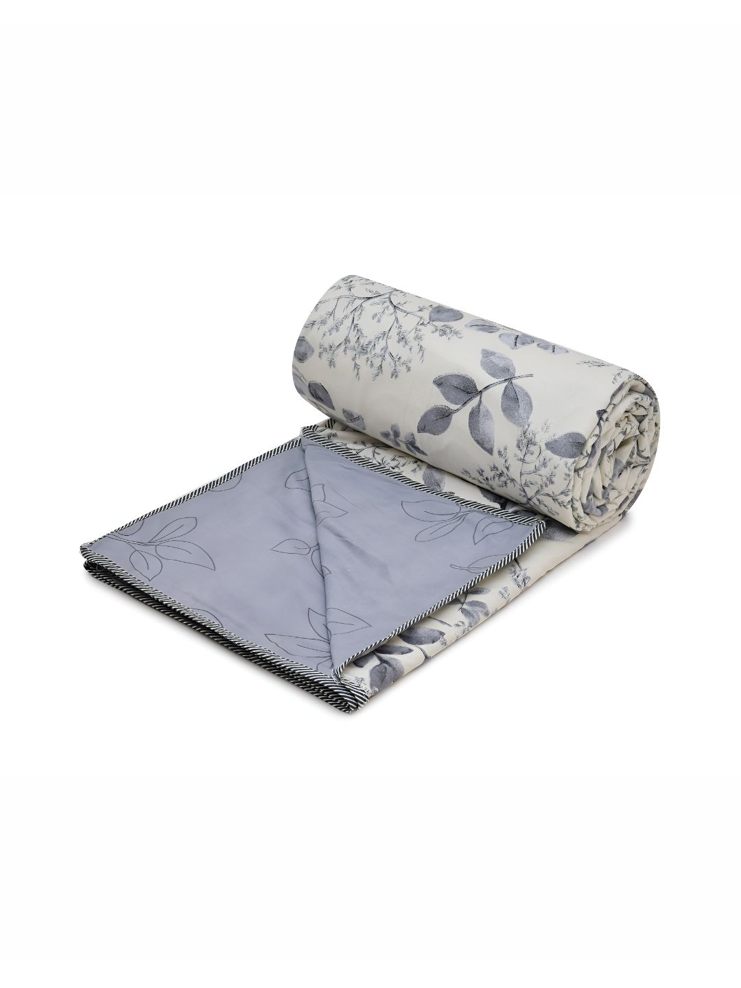 RRC White & Grey Floral Microfiber AC Room 210 GSM Single Bed Dohar-image-38