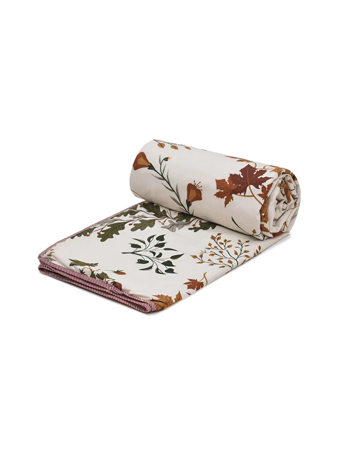 RRC White & Beige Floral Microfiber AC Room 210 GSM Single Bed Dohar-image-29