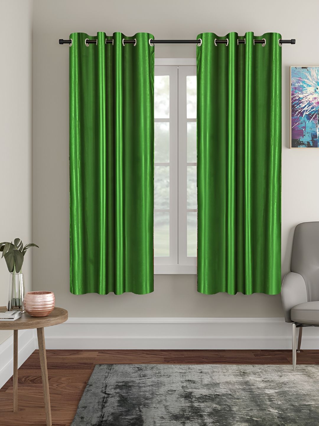 Cortina Green  2 Pieces Eyelet Window Curtains-picture-25