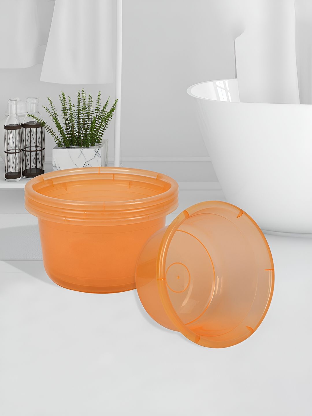 Kuber Industries Orange 4 Pieces Classic Bath Accessories Set-image-18