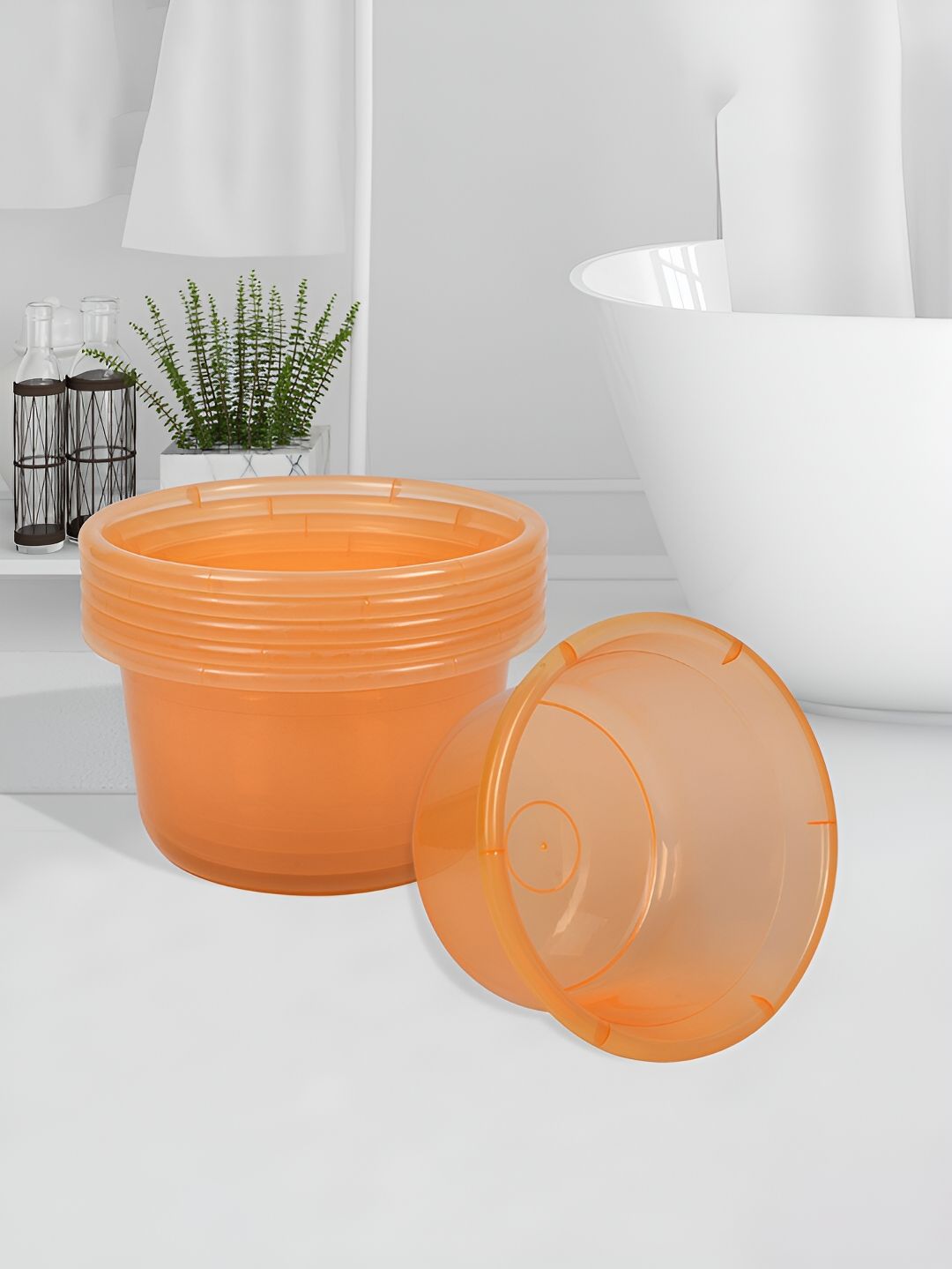 Kuber Industries Orange 6 Pieces Classic Bath Accessories Set-picture-38