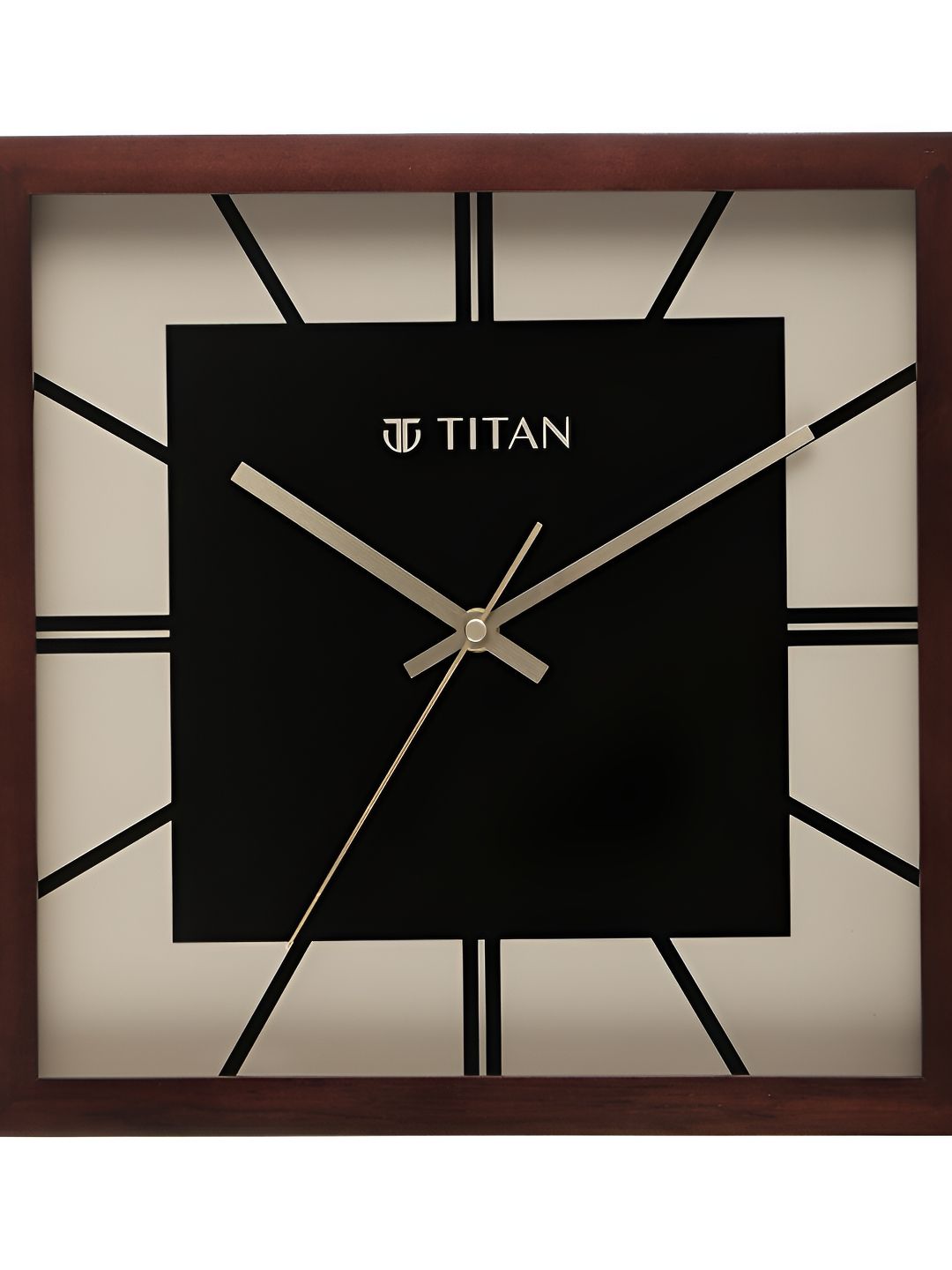 Titan Black & Beige Square Contemporary Wooden Wall Clock