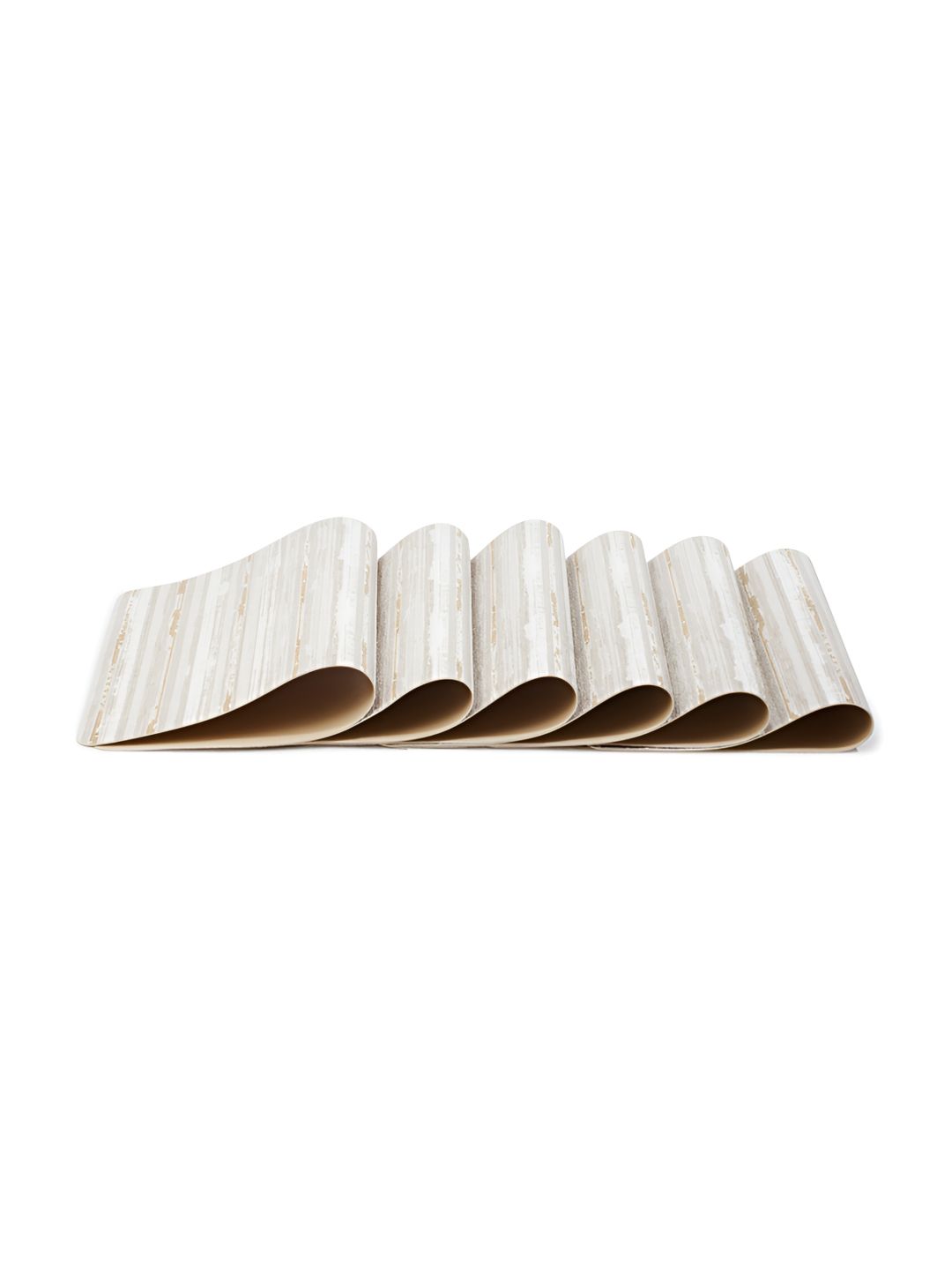 OBSESSIONS Cream & White 6 Pieces Striped Heat Resistant Rectangle Table Placemats-picture-53