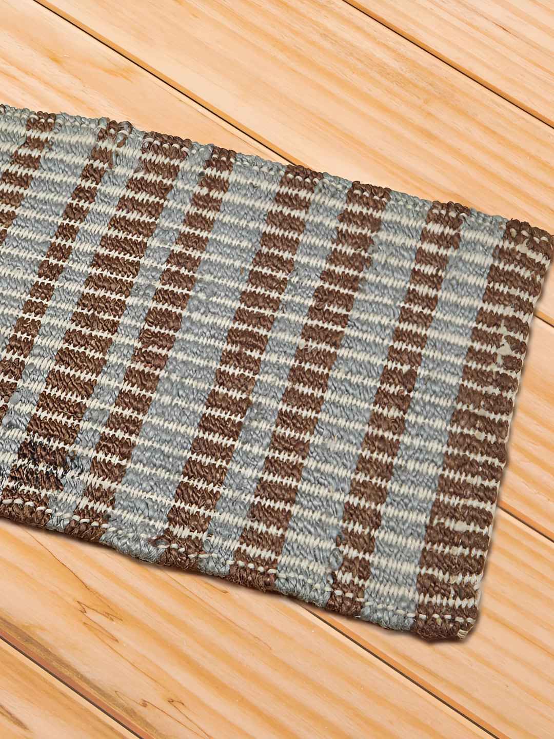 Fabindia Blue & Beige Striped Jute Floor Mat-image-6