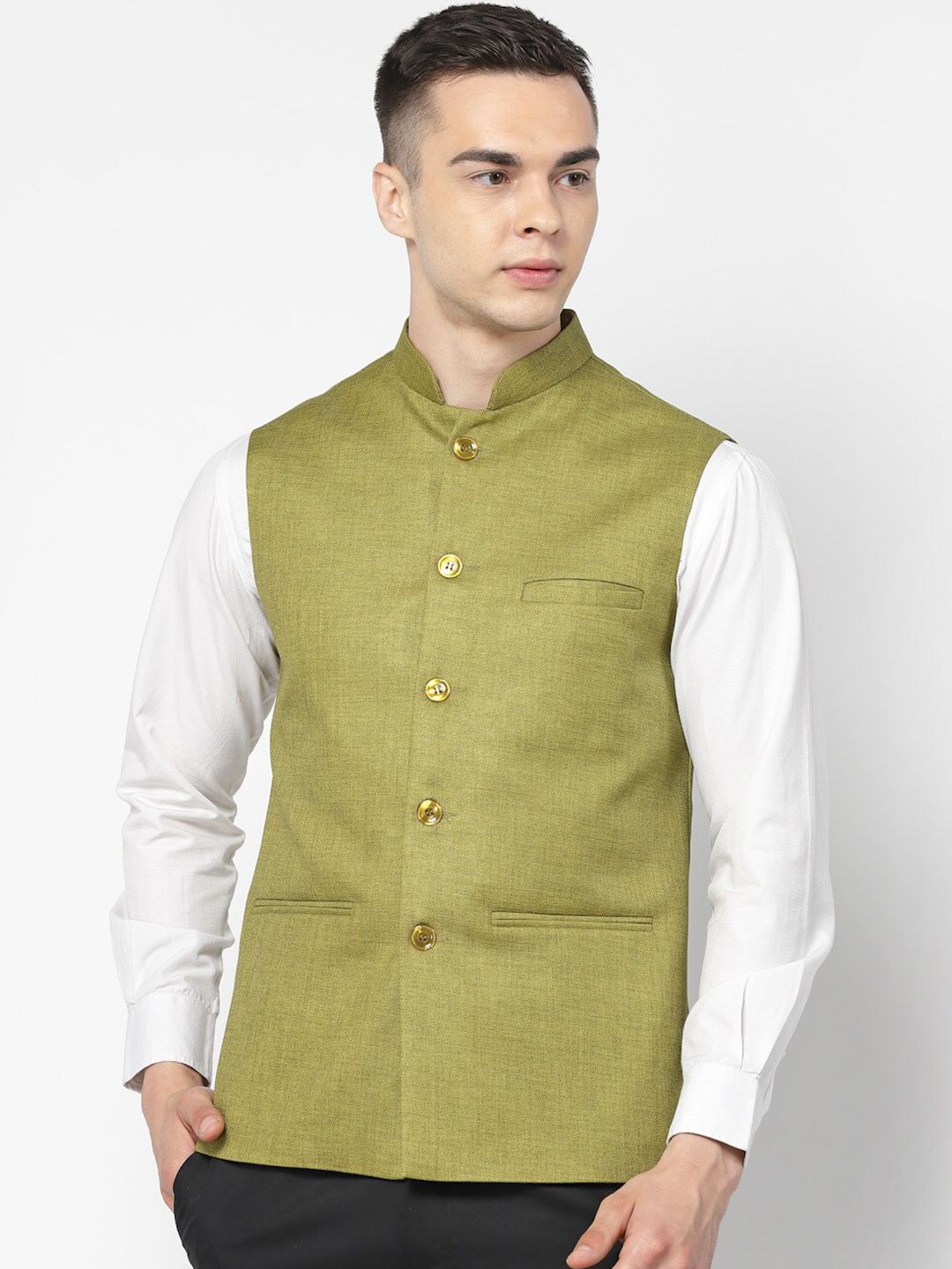 Badoliya & Sons Woven Jute Cotton Nehru Jacket-picture-27