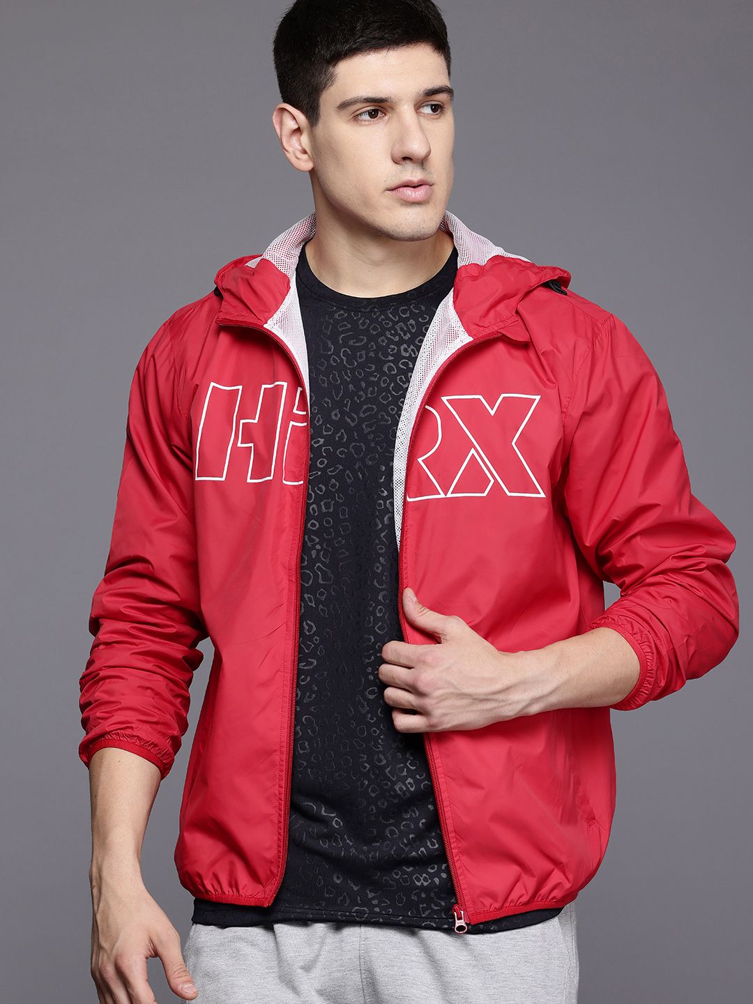 HRX by Hrithik Roshan Cherry Red Printed Rapid-Dry Training Tailored Jacket-picture-28