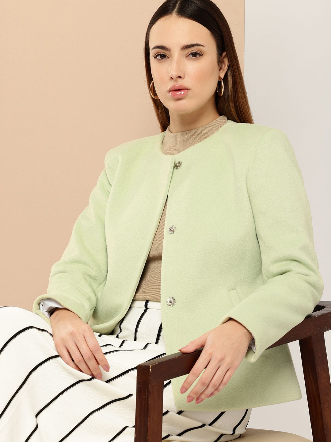 her by invictus Round Neck Overcoat