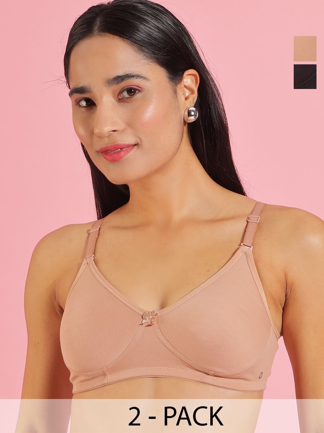 Dollar Missy Pack Of 2 Full Coverage Basic Support Cotton T-Shirt Bra With All Day Comfort