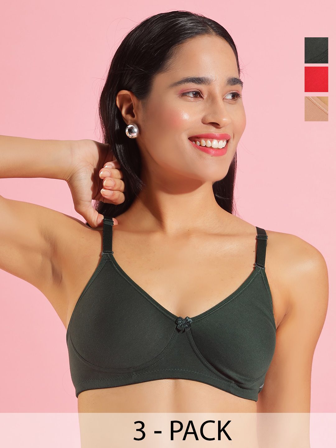 Dollar Missy Pack Of 3 Full Coverage Cotton T-shirt Bras With All Day Comfort