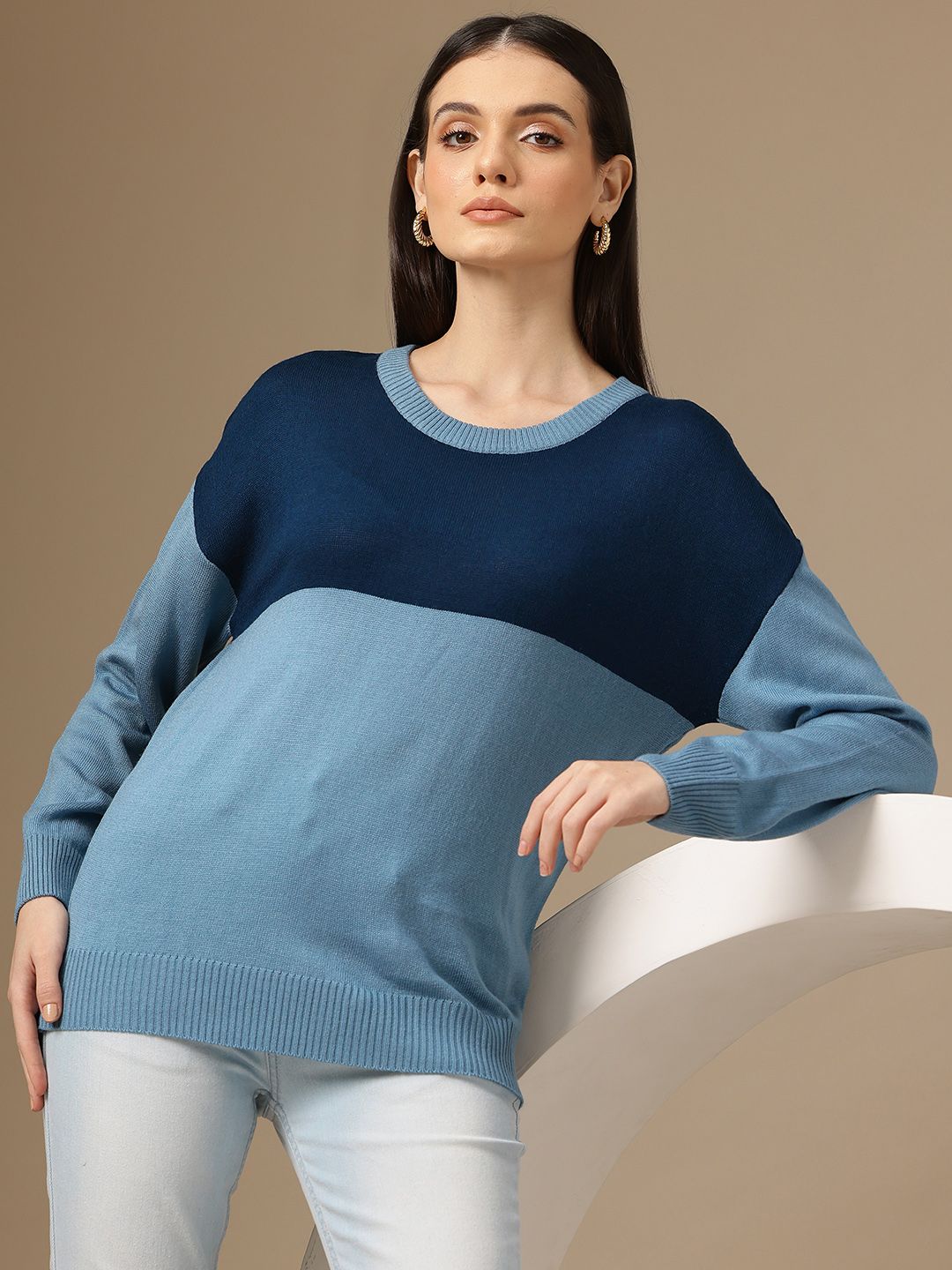 Chemistry Colourblocked Longline Acrylic Pullover-picture-21