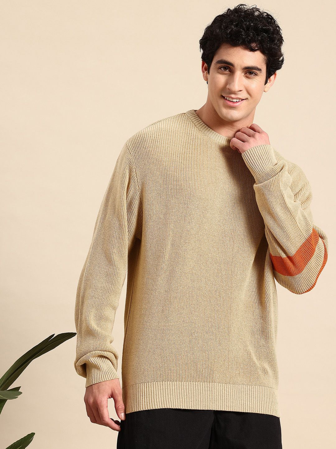 Mast & Harbour Self-Striped Acrylic Ribbed Longline Pullover-picture-19