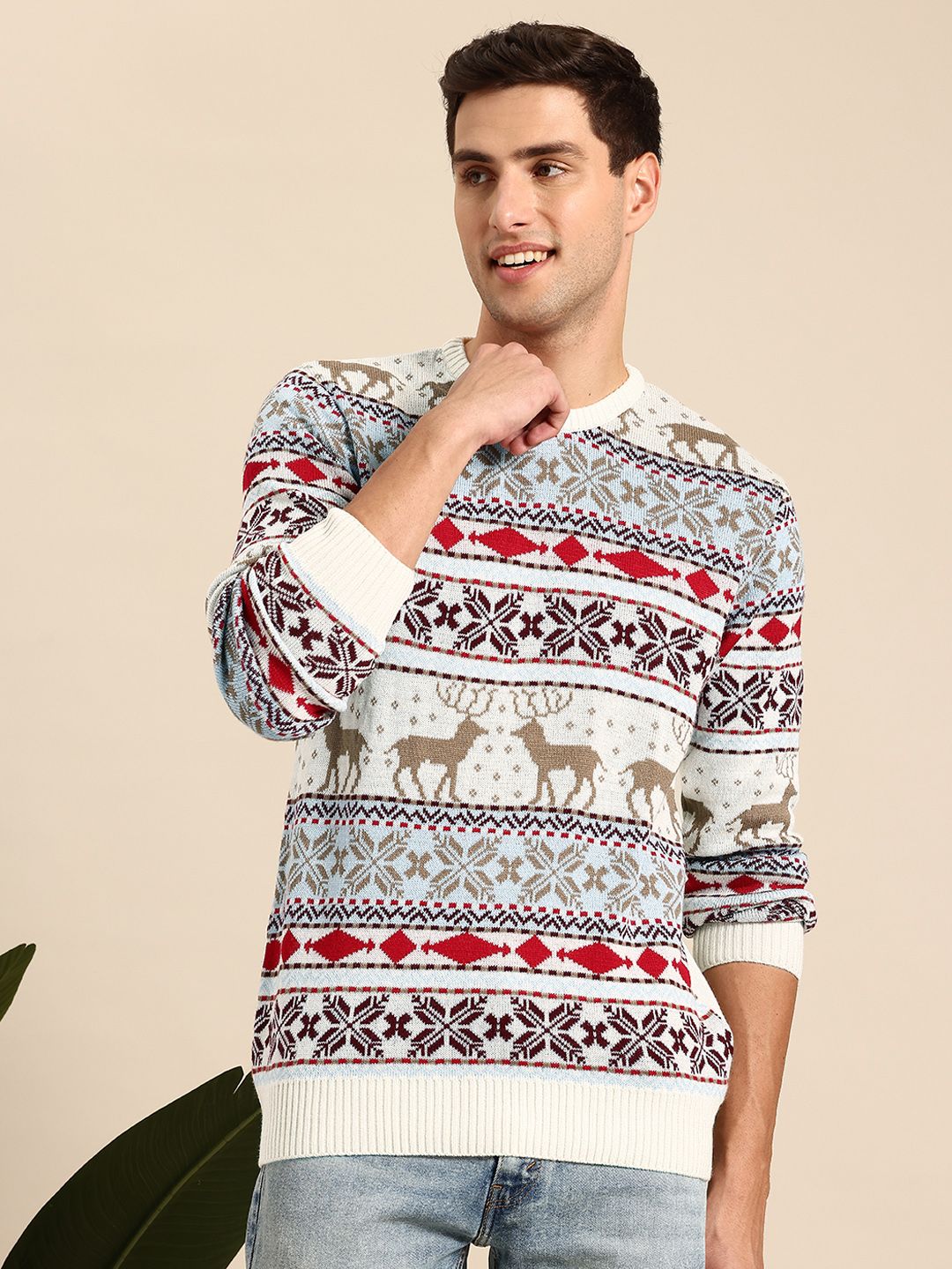 Mast & Harbour Men Fair Isle Acrylic Pullover-picture-30