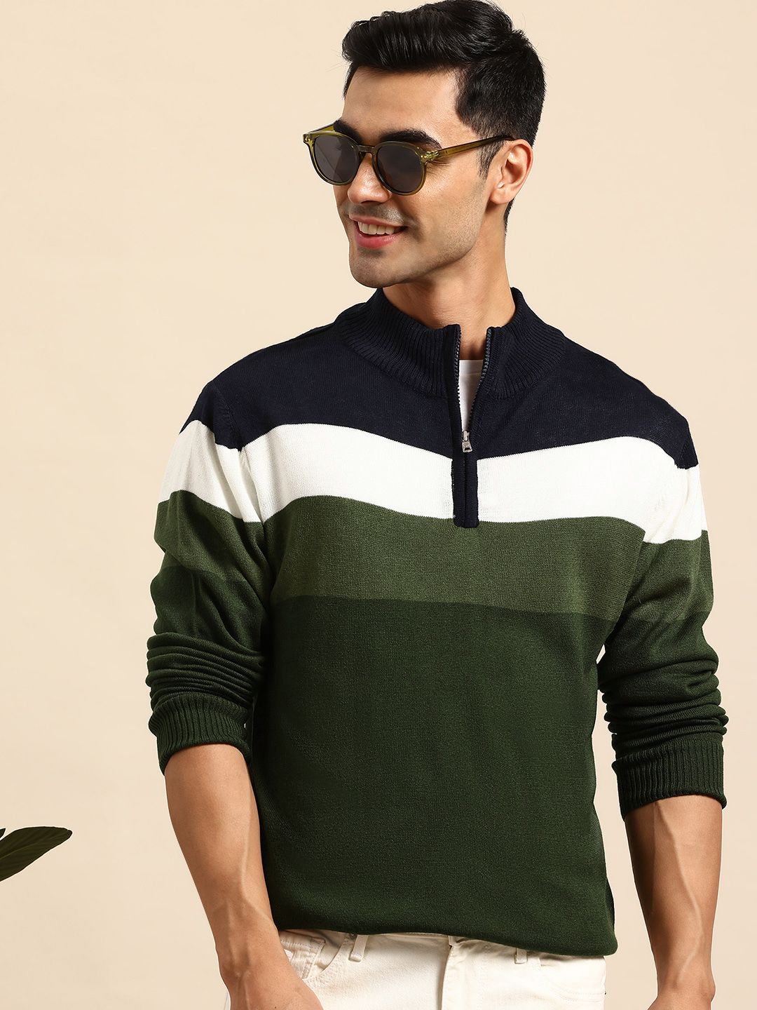 Mast & Harbour Striped Half-Zipper Pullover-picture-52