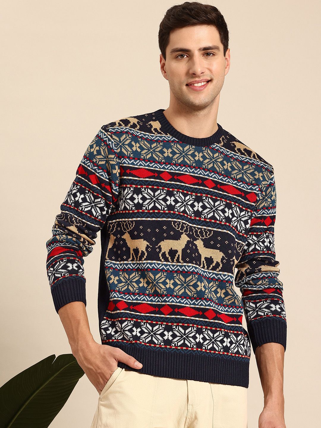 Mast & Harbour Men Fair Isle Acrylic Pullover-picture-53