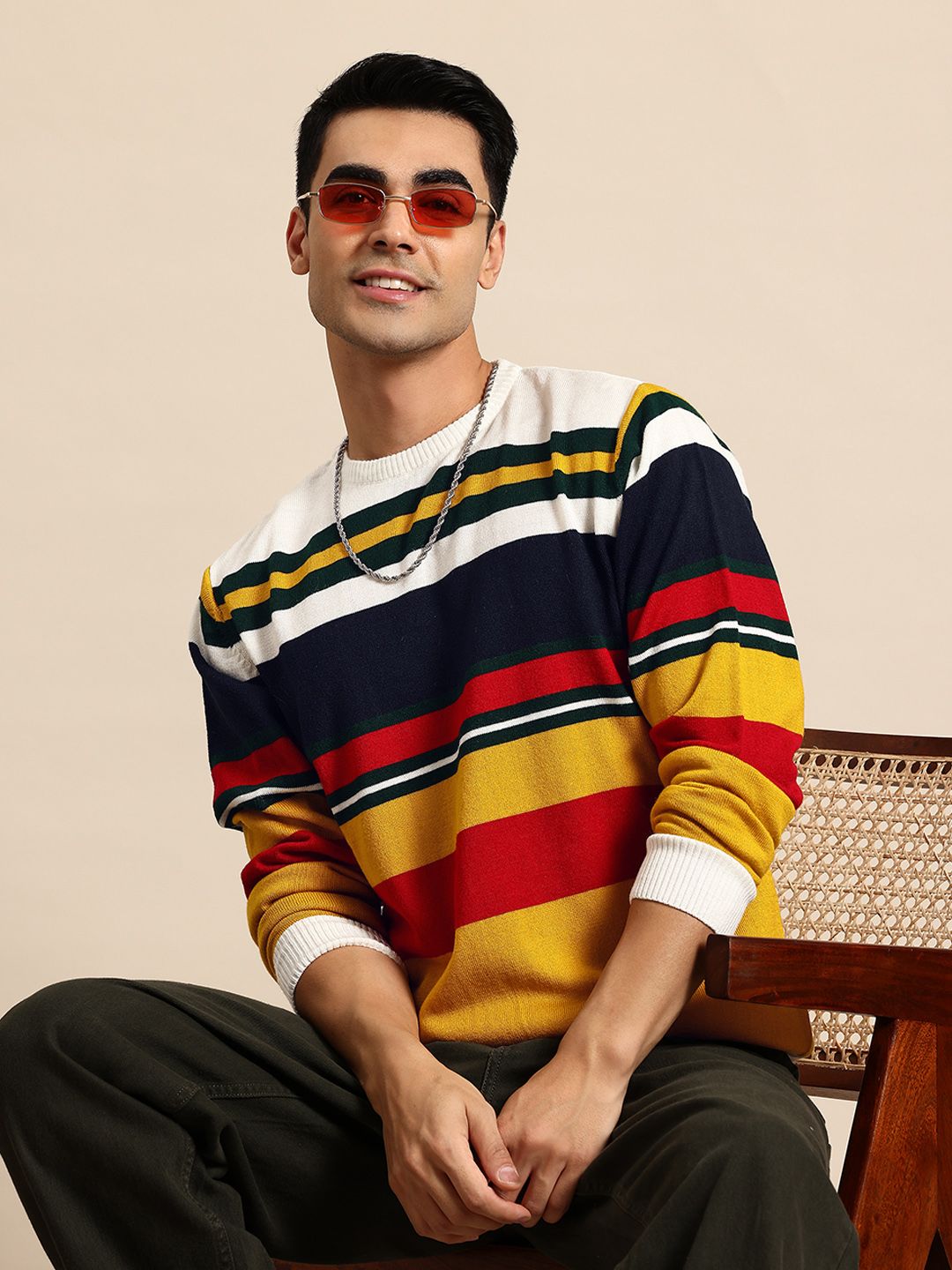 Mast & Harbour Colourblocked Pure Acrylic Pullover-image-14