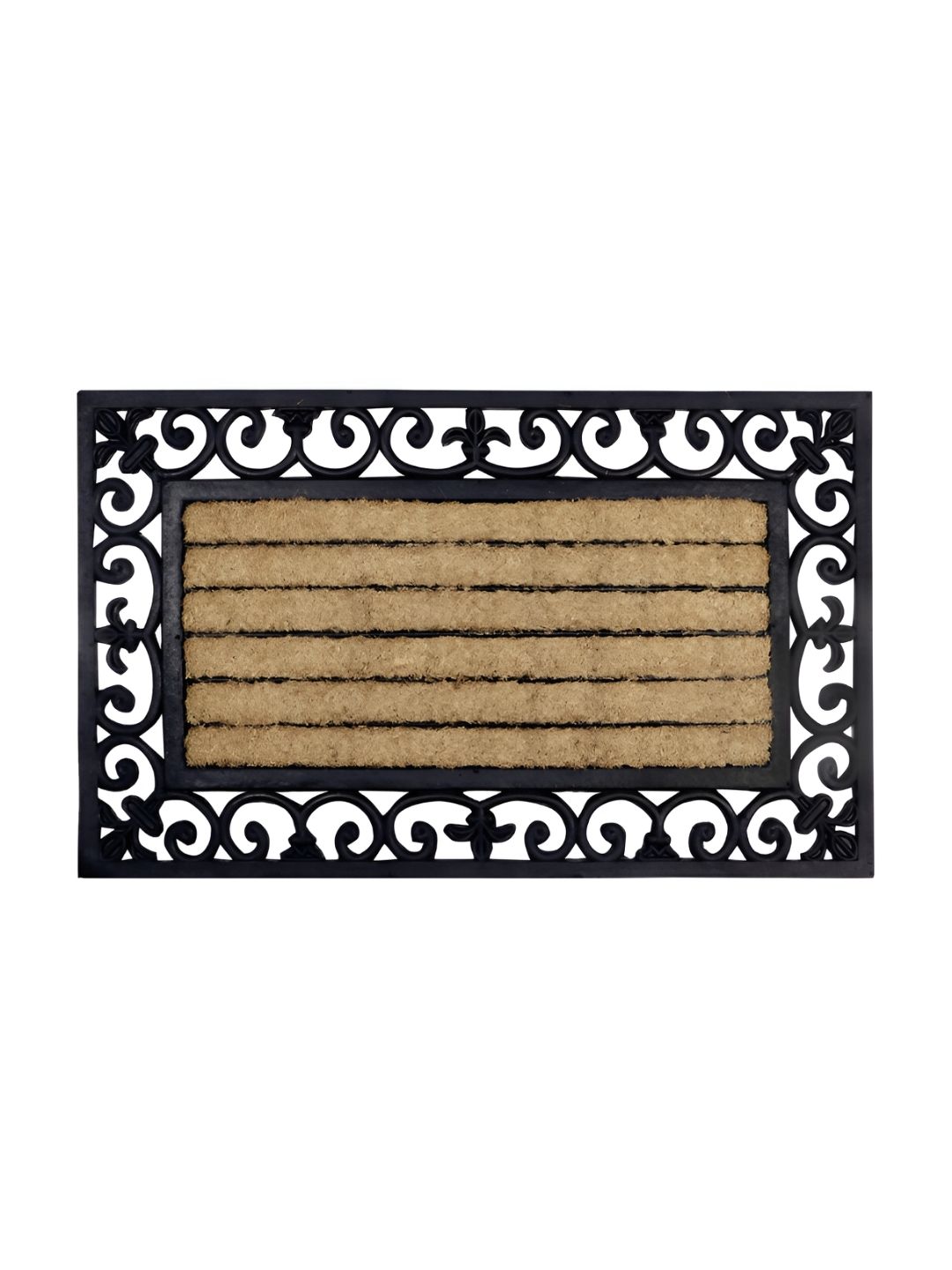 HOKIPO Brown & Black Textured Rectangle Shaped Anti-Skid Doormat-image-33