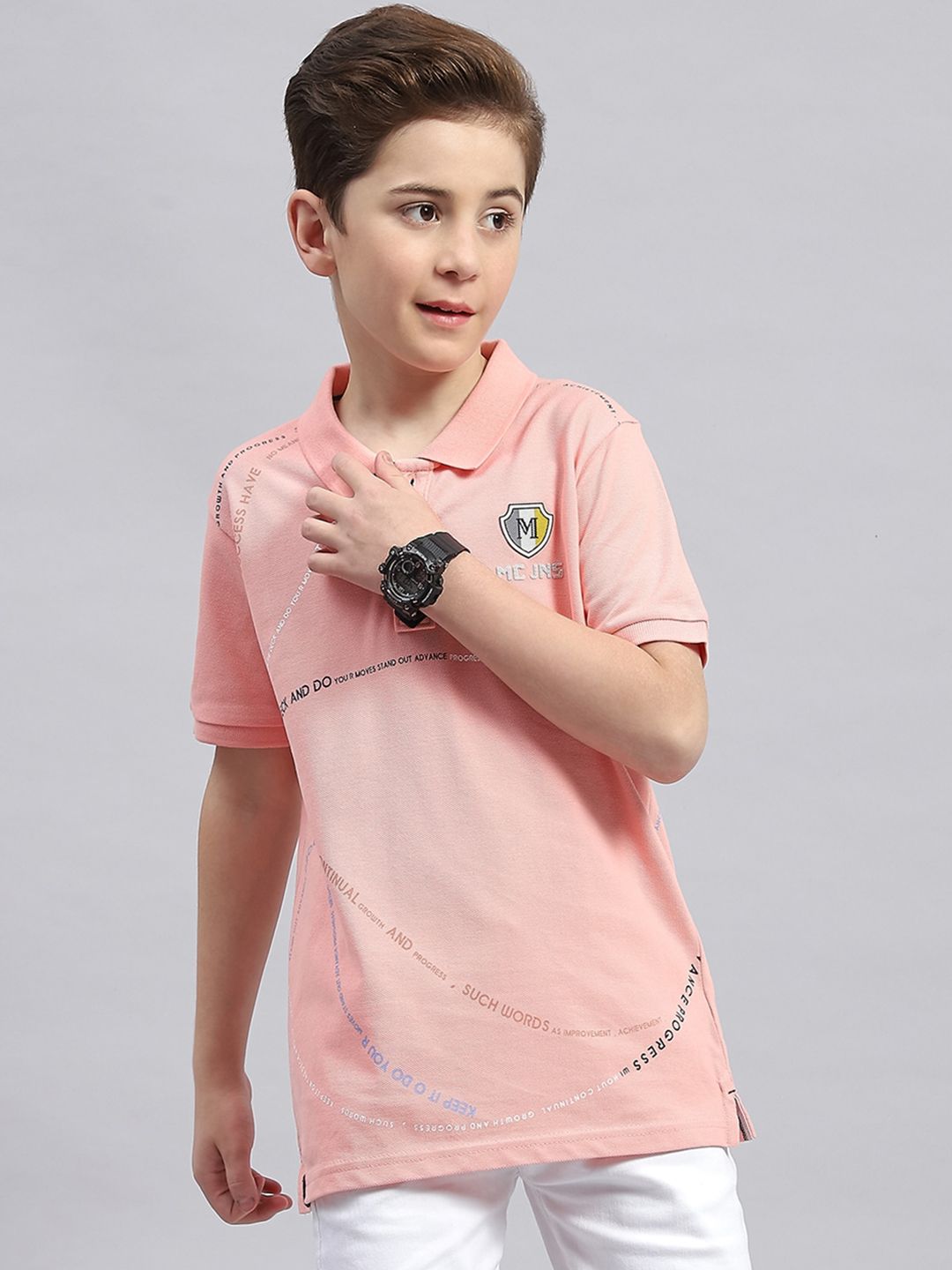 Monte Carlo Boys Typography Printed Polo Collar Cotton T-shirt-picture-37