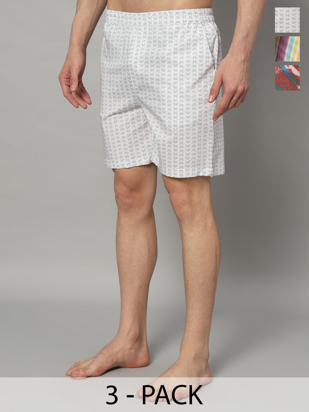 OWO THE LABEL Men Pack Of 3 Printed Pure Cotton Boxers-picture-11