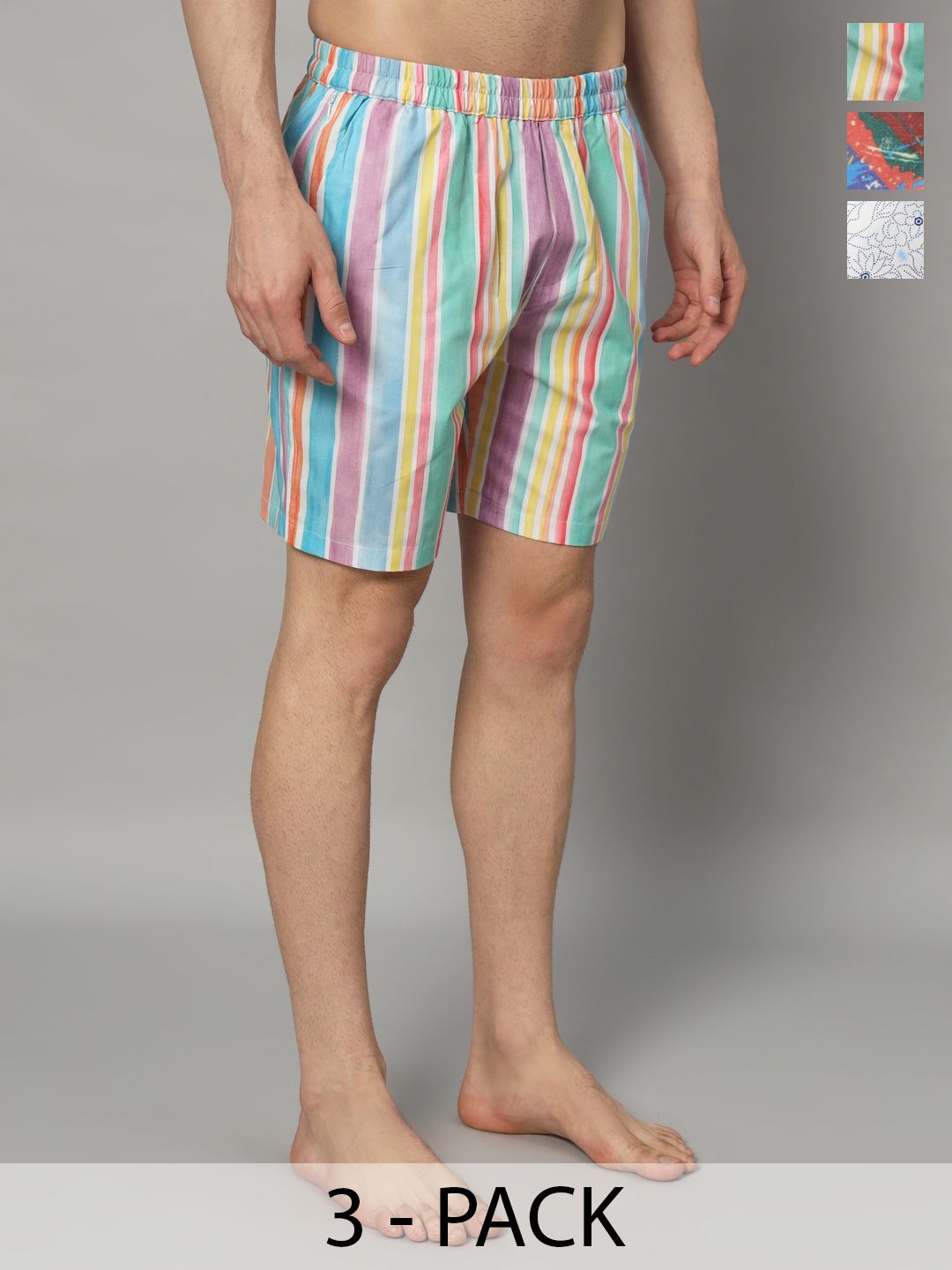 OWO THE LABEL Men Pack Of 3 Printed Pure Cotton Boxers-picture-16