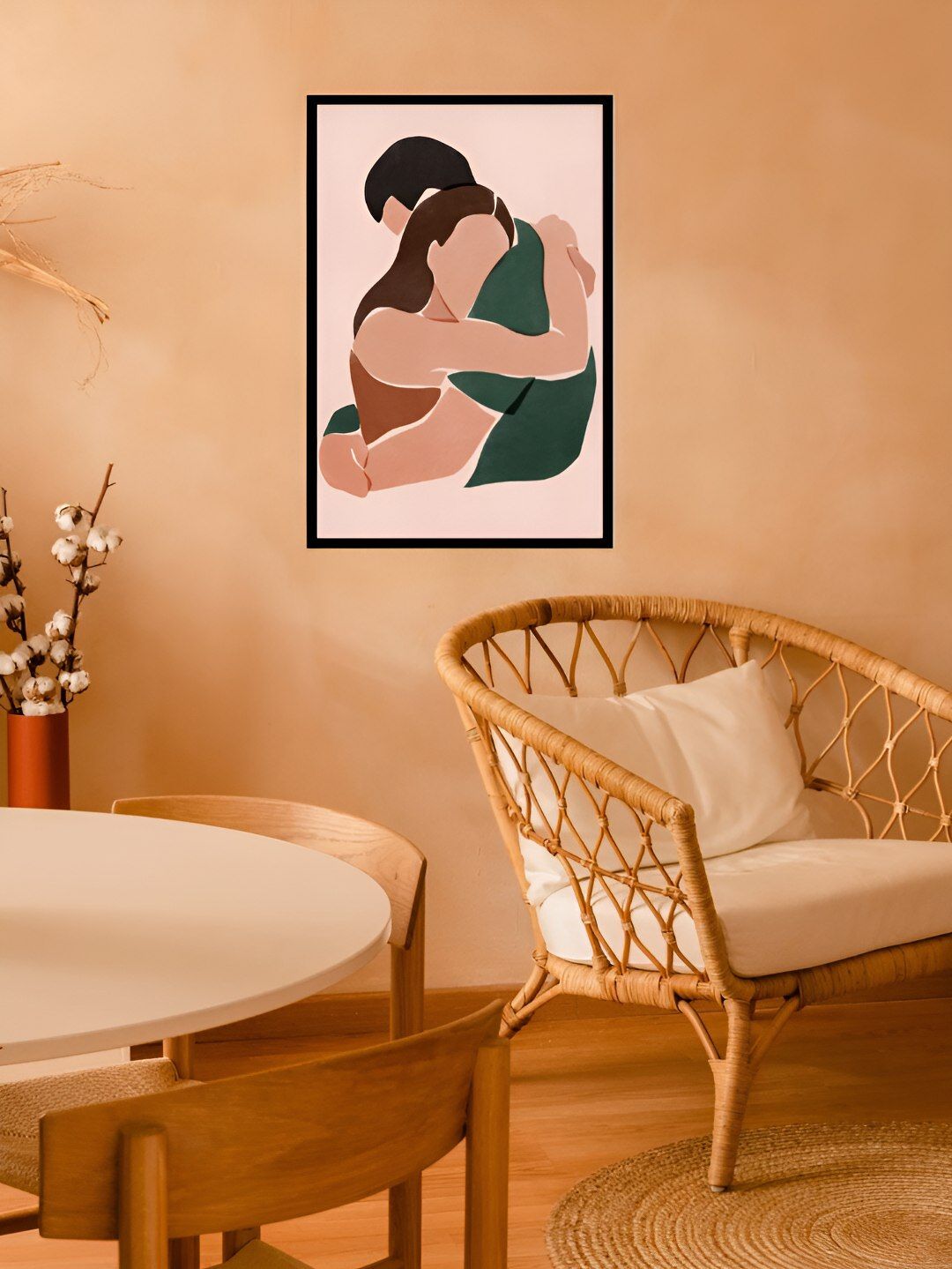 AbhiKalpya Art Studio-Get a vibe Peach-Coloured & Green Wooden Wall Painting-picture-15