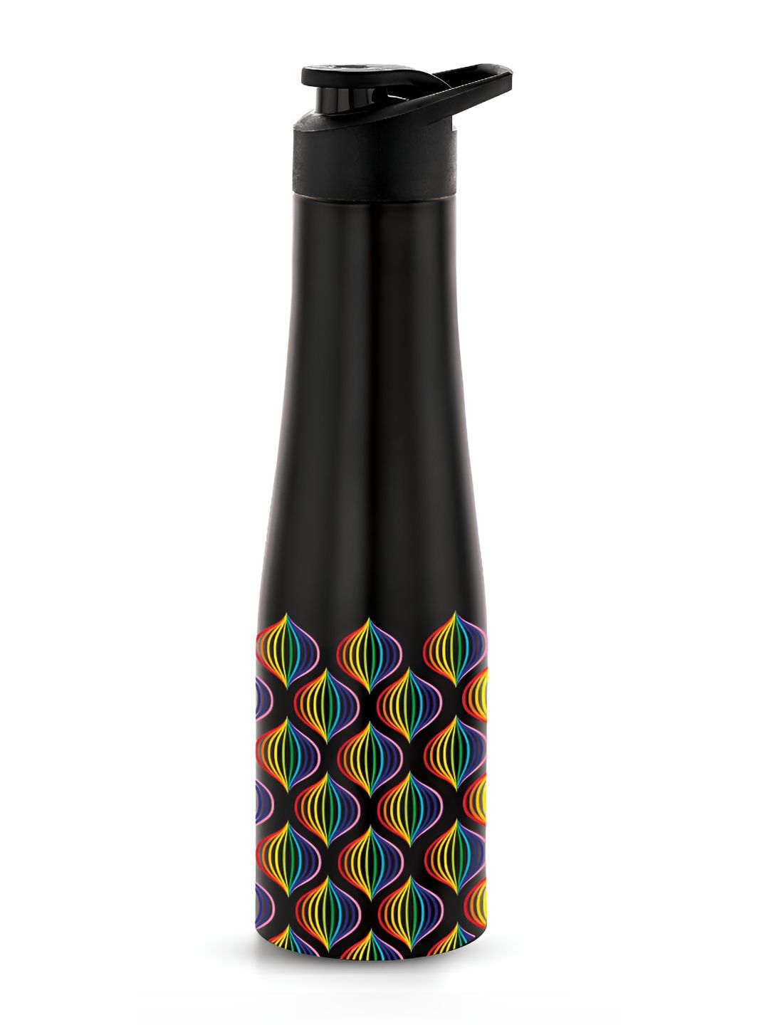 NIRLON Black & Yellow Printed Stainless Steel Single Wall Vacuum Sipper 1L