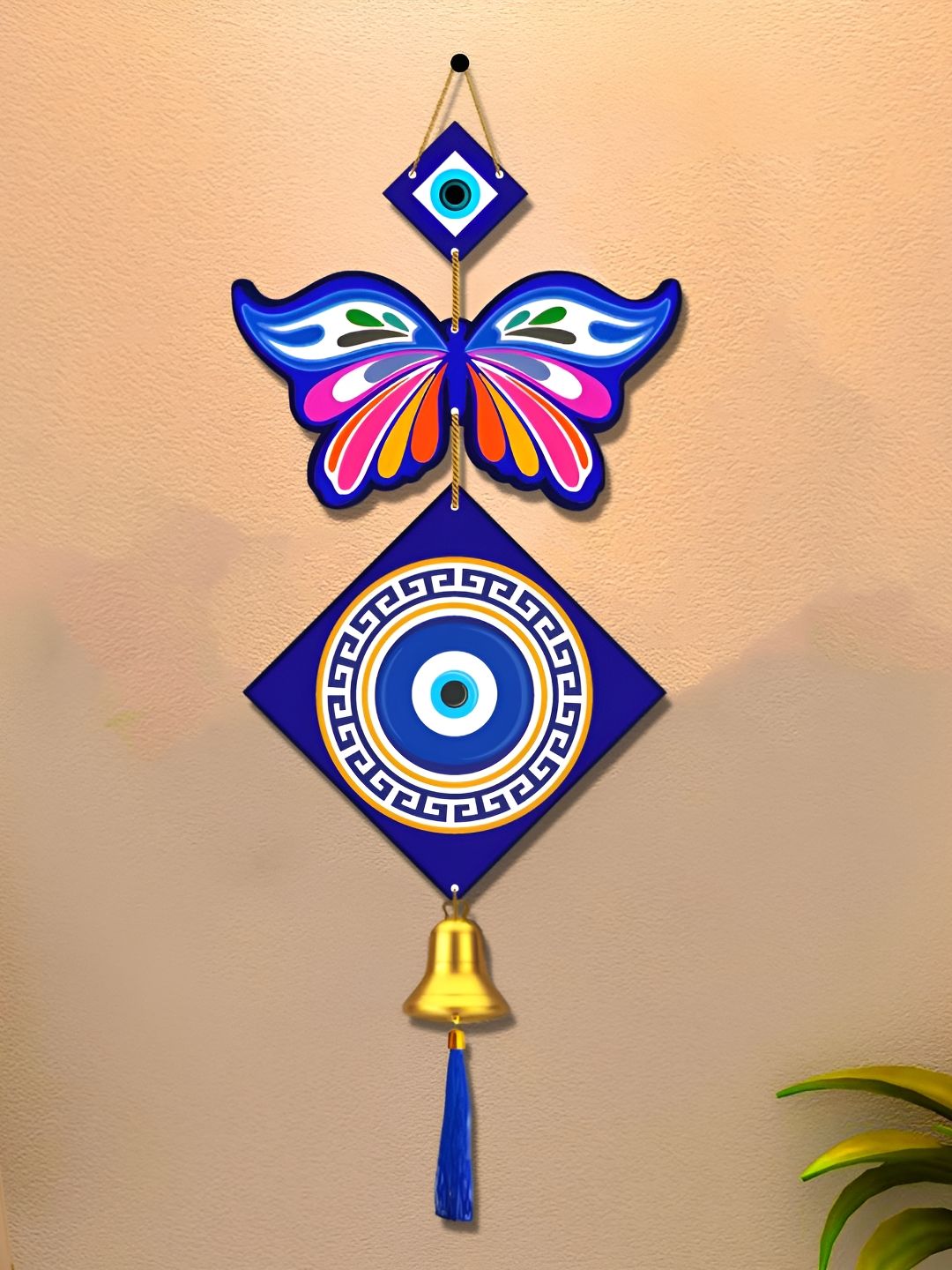 Home Delight Blue & Pink Printed Wooden Wall Hanging-picture-34